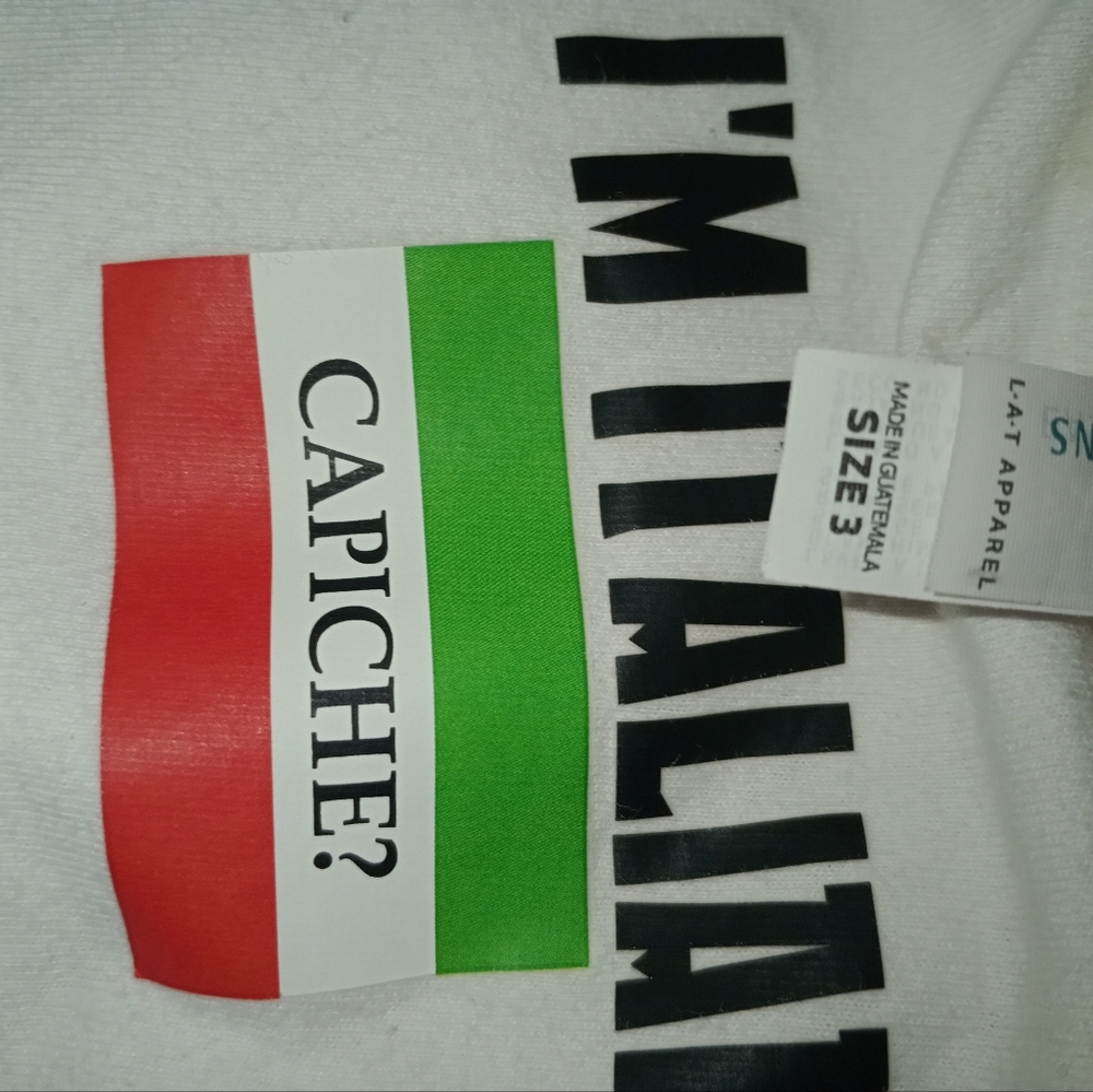 Kids I'm Italian tshirt size 3. White tee